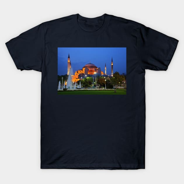 Blue hour in Hagia Sophia T-Shirt by Cretense72